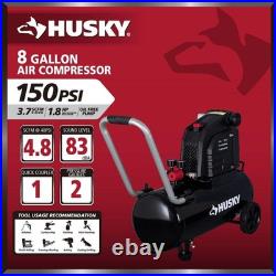 Husky 8 Gal 150 PSI Portable Electric Oil Free Hotdog Air Compressor w Wheels