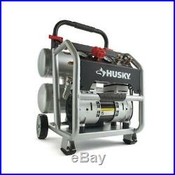 Husky Portable Air Compressor 4.5 Gal. 65 dBA Oil-Free Pump Double-Stack Tank