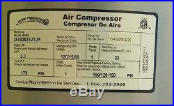 Jupiter Pneumatics Air Compressor 2 Cyl C I Pump 33 Gal Tank 2 HP 150 PSI Max