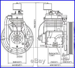 Kellogg American 335 Compressor Pump 3 5 HP, 28 CFM, Two-Stage, Cast Iron Pump