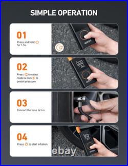L7 Tire Inflator Portable Air Compressor Cordless-2Pack Bike Pump