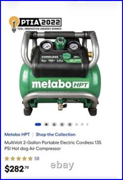 METABO MultiVolt 2-Gallon Portable Elec Cordless 135 PSI Hot dog Air Compressor