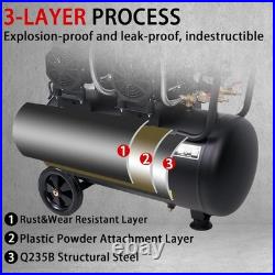 MZB 13.2 Gallon Ultra Quiet Oil-Free Air Compressor 115PSI, 72dB Steel Tank