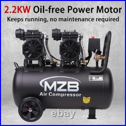 MZB 13.2 Gallon Ultra Quiet Oil-Free Air Compressor 115PSI, 72dB Steel Tank