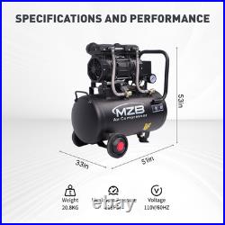 MZB 6.4Gal 110V 1.5HP Air Compressor 70dB Oil-Free WithWheels