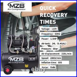 MZB 6.4Gal 110V 1.5HP Air Compressor 70dB Oil-Free WithWheels