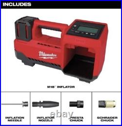 Milwaukee 18V M18 Cordless Compact Tire Inflator, On-Board Hose & Nozzle Storage