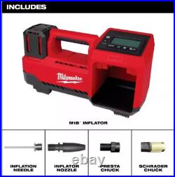 NEW! MllWAUKEE M18 2848-20 Cordless Tire Inflator 18 Volt Tool Only 18V, RED