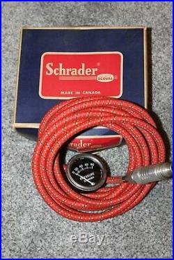 NOS Schrader #8888 RG Spark Plug Tire Pump With 18mm Adapter Cloth Covered Hose