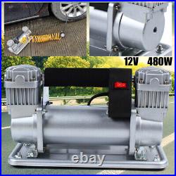 New 12V Heavy Duty Double Cylinder Air Pump Compressor Auto Tire Inflator 150PSI
