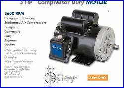 New 3 HP Stationary Pump Conveyor Air Compressor Electric Motor (3600 RPM Max)