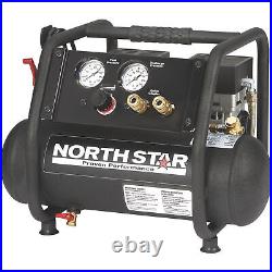 NorthStar Portable Electric Air Compressor 1 HP 2-Gal Super-Quiet Oil-Free Pump