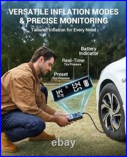 Portable Tire Inflator 150 PSI Cordless Air Compressor, Compact & Lightweight Pu