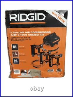 RIDGID 6 Gal. 150 PSI Electric Air Compressor with Hose & 18GA Brad Nailer