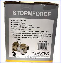 SPARMAX AIR COMPRESSOR TC-2000 120 V 1/6 HP + GP-50 Airbrush & Accessories