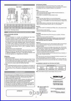 Schulz Air Compressor Pump Msl-10max Cast Iron