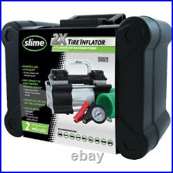 Slime 2X Car Tire Inflator Heavy Duty Auto Air Compressor Pump Portable Machine