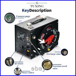 TUDIVING PCP Air Compressor 4500psi/300bar Built-in Converter 12V/110V Auto stop