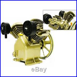 Twin Cylinder V Air Compressor Pump 3HP 2 Piston Motor Head Tool Muffler pulley