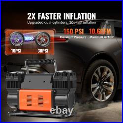 Uimoso 10.6CFM Portable Tire Inflator Dual-Cylinder Air Compressor 12V 150PSI