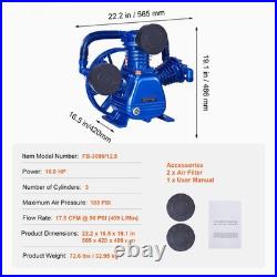 Uimoso Air Compressor Pump Head 10HP 17.5CFM @90PSI 3-Cylinder Piston Pump Head