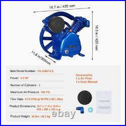 Uimoso Air Compressor Pump Head 5.5HP 5.75CFM @90PSI 2-Cylinder Piston Pump Head
