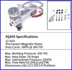 Ultra Quiet 12V Air Compressor 300PSI for Trucks, Cars & Air Horns, 69DB