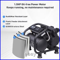 Ultra Quiet 1.1KW Air Compressor 110V 60HZ, 6L Tank 4-9 Bar Quick Pressurization Ultra Quiet 1.1KW Air Compressor 110V 60HZ, 6L Tank 4-9 Bar Quick Pressurization