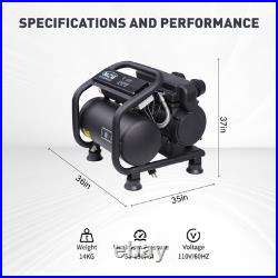 Ultra Quiet 1.1KW Air Compressor 110V 60HZ, 6L Tank 4-9 Bar Quick Pressurization