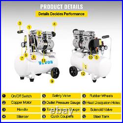 Ultra Quiet Air Compressor, Quiet Air Compressor 6.6 Gallon, Oil Free Compressor