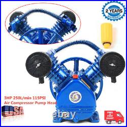 Universal 2 Piston V-Style Twin Cylinder Air Compressor Pump Head 3HP 1050RPM