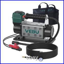 VEBU 12V Air Compressor, 125PSI Tire Inflator In-line Pressure Gauge, 5.65CFM
