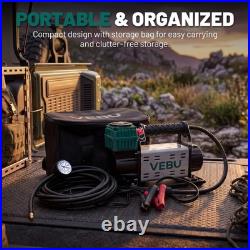 VEBU 12V Air Compressor, 125PSI Tire Inflator In-line Pressure Gauge, 5.65CFM