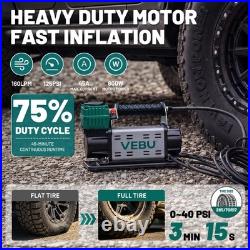 VEBU 12V Air Compressor, 125PSI Tire Inflator In-line Pressure Gauge, 5.65CFM