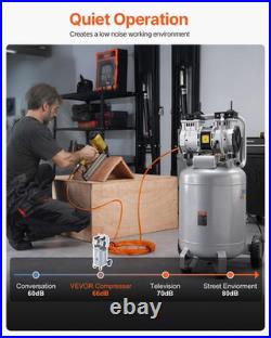 VEVOR 13-Gallon Air Compressor 2HP 66dB Ultra Quiet Oil-Free 125 PSI