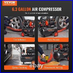 VEVOR 6.3 Gallon Air Compressor, 2 HP 3.35 CFM 90PSI Oil Free Air Compressor