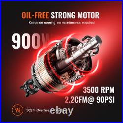 VEVOR Air Compressor 4.8 Gallon 900W 2.2 CFM@ 90PSI 70 dB Ultra Quiet Oil Free