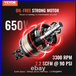 VEVOR Air Compressor Compact Portable Oil Free Compressor 4.6 Gallon 90 PSI