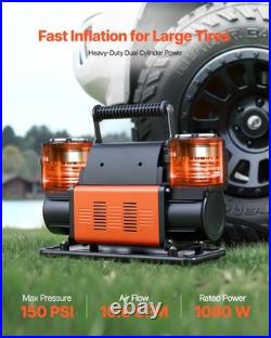 VEVOR Dual-Cylinder Heavy Duty Air Compressor 10.6CFM 12V Portable Tire Inflator