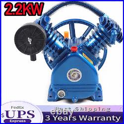 V Style 2 Cylinder Air Compressor Pump Motor 175psi Double Stage Head Air Tool